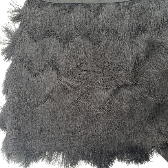 BCBGMaxAzria Modie Tiered Fringe Mini Skirt in Black - Picture 7 of 11